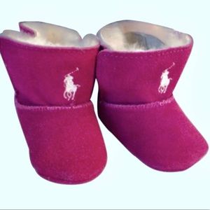 Ralph Lauren Baby Leather & Fur Booties Size 3